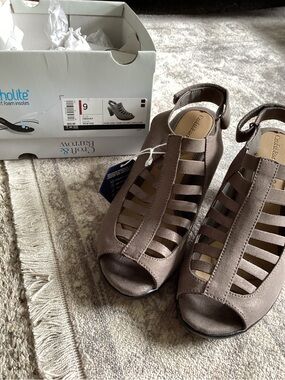 Comfortiva Brown Strappy Gladiator Wedge Sandals